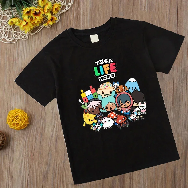 

Новинка, Детская футболка с рисунком игры Toca Life World, футболка с рисунком аниме Toca, бока Life World, детские топы, футболка для подростков большого размера с коротким рукавом