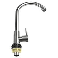1Pcs Kitchen Faucet 304 Stainless Steel Water Purifier Single Cold Water Lever Hole Tap Silver 360° Rotation Elbow Sink Taps 2