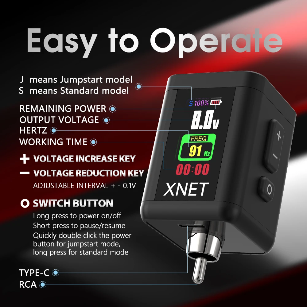 Tattoo Power Supply Tattoo Battery Pack XNET Lupo Wireless RCA Interface 2000mAh Lithium Battery OLED Displays Quick Charge For Tattoo Machine