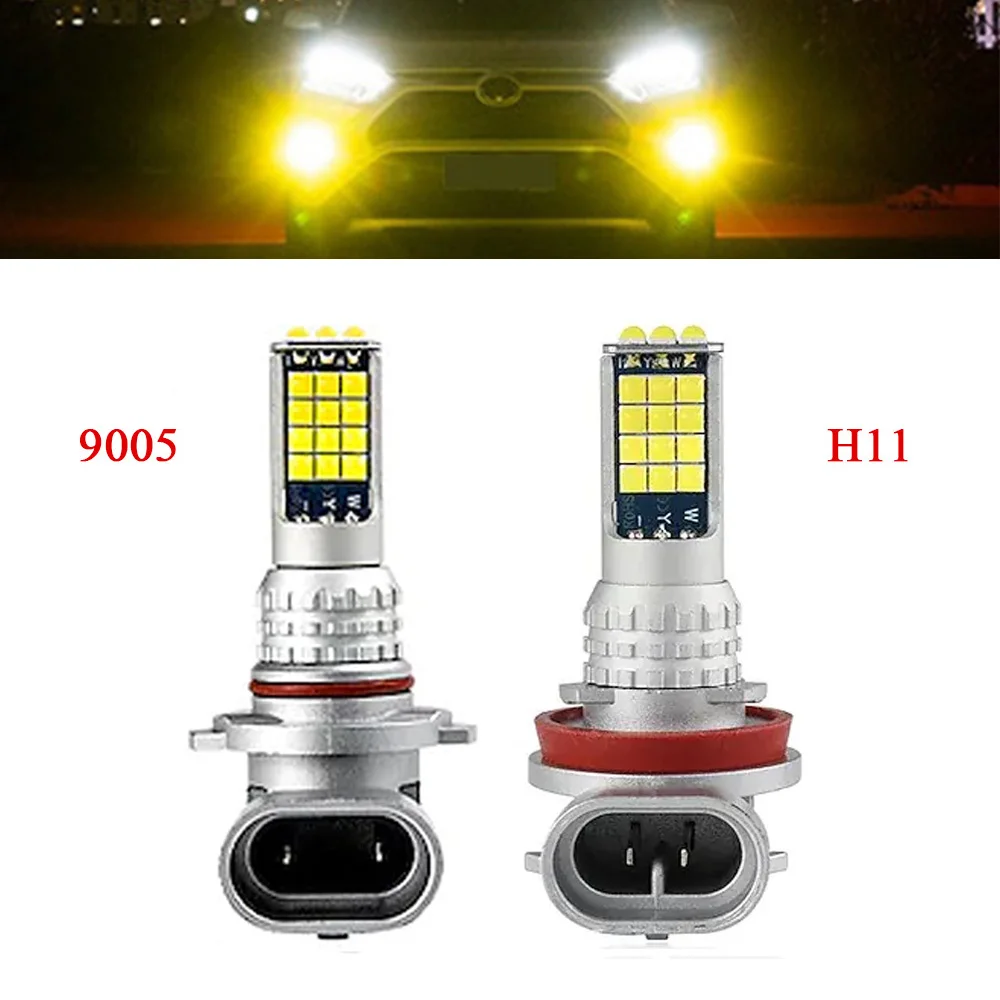 

YSY 1Pcs Dual Colors H11 H8 9006 HB4 3030 LED Auto Fog Lamp Car Anti Fog Light Bulb Foglamps Yellow White 9W