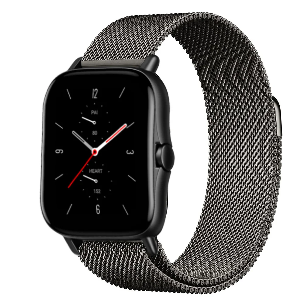 Магнитный ремешок для часов Amazfit GTS 2/2e/3/GTS2 Mini/GTR 42 мм/47 мм/GTR2/3/Pro stratos металлический