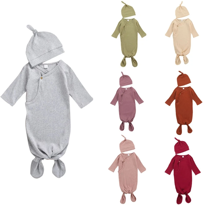 

2 Pcs Baby Sleeping Bag+Hat Set Blanket Sleepsack+Tail Knotted Cap
