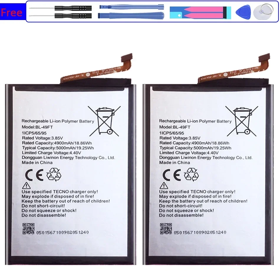 Mobile Phone Battery BL-49FT 5000mAh for TECNO POP 4 POP4 Camon 15 CD6(CD6j) BL49FT BL 49FT 49 FT Cellphone Batteries Bateria - 2
