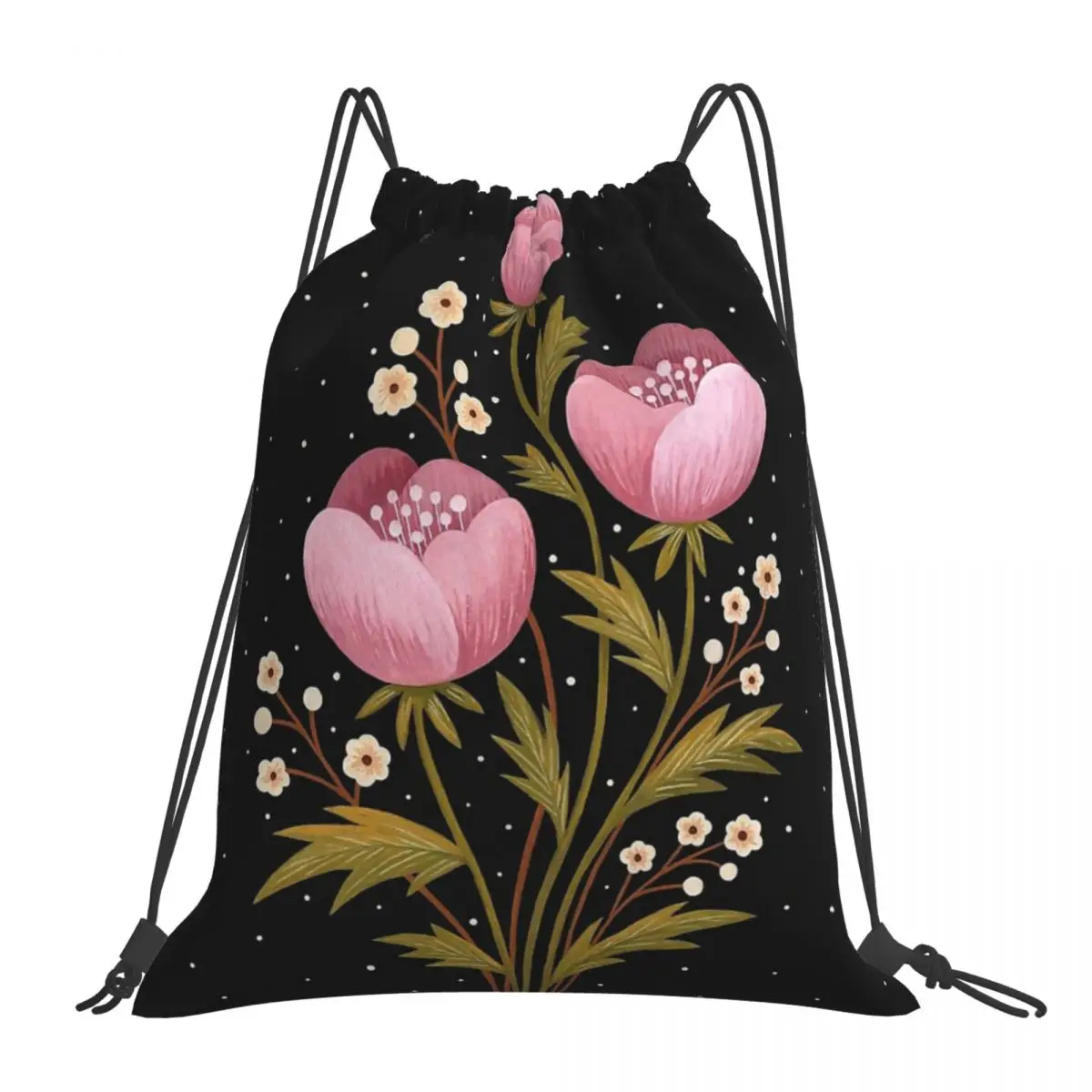 

Blooms In The Dark Backpacks Fashion Portable Drawstring Bags Drawstring Bundle Pocket Sports Bag BookBag For Travel Students