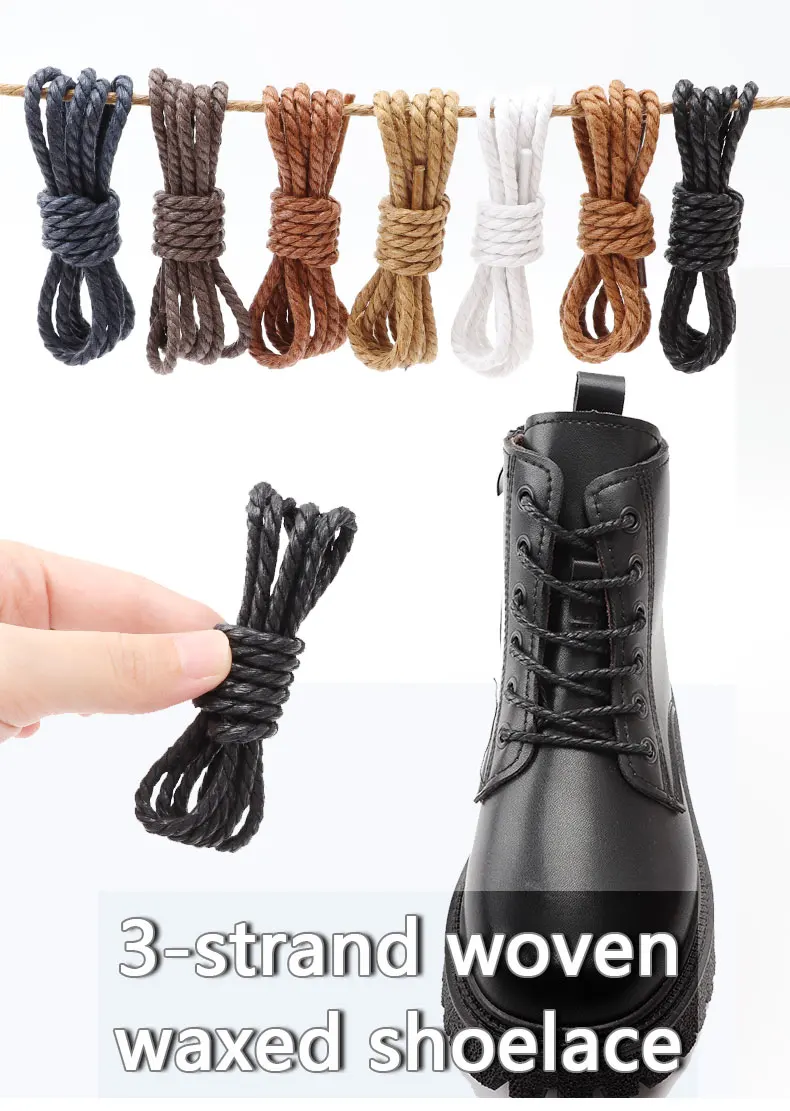 Leder-Schnürsenkel, runde Schnürsenkel, wasserdicht, gewachste Baumwolle, Schnürsenkel, Oxford-Stiefelschnürsenkel für Schuhe, 60/80/100/120/140/180 cm, 1 Paar – Detail 11