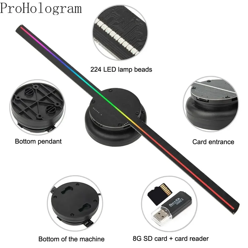 42cm 3D Hologram Projector Fan Wifi Transmit Picture Video Commercial Display Holographic Led Commercial Hologram Projector