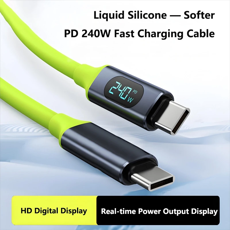 Ultra-Durable Liquid Silicone Type C Fast Charging Cable with LED Display