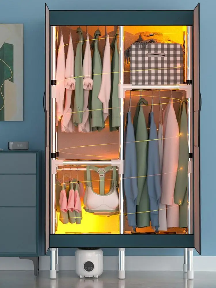 Dtotc 220V 50Hz Household Fast Drying Wardrobe Small Air Heater Large Capacity Wind Drying Portable Clothes Disinfection Dryer