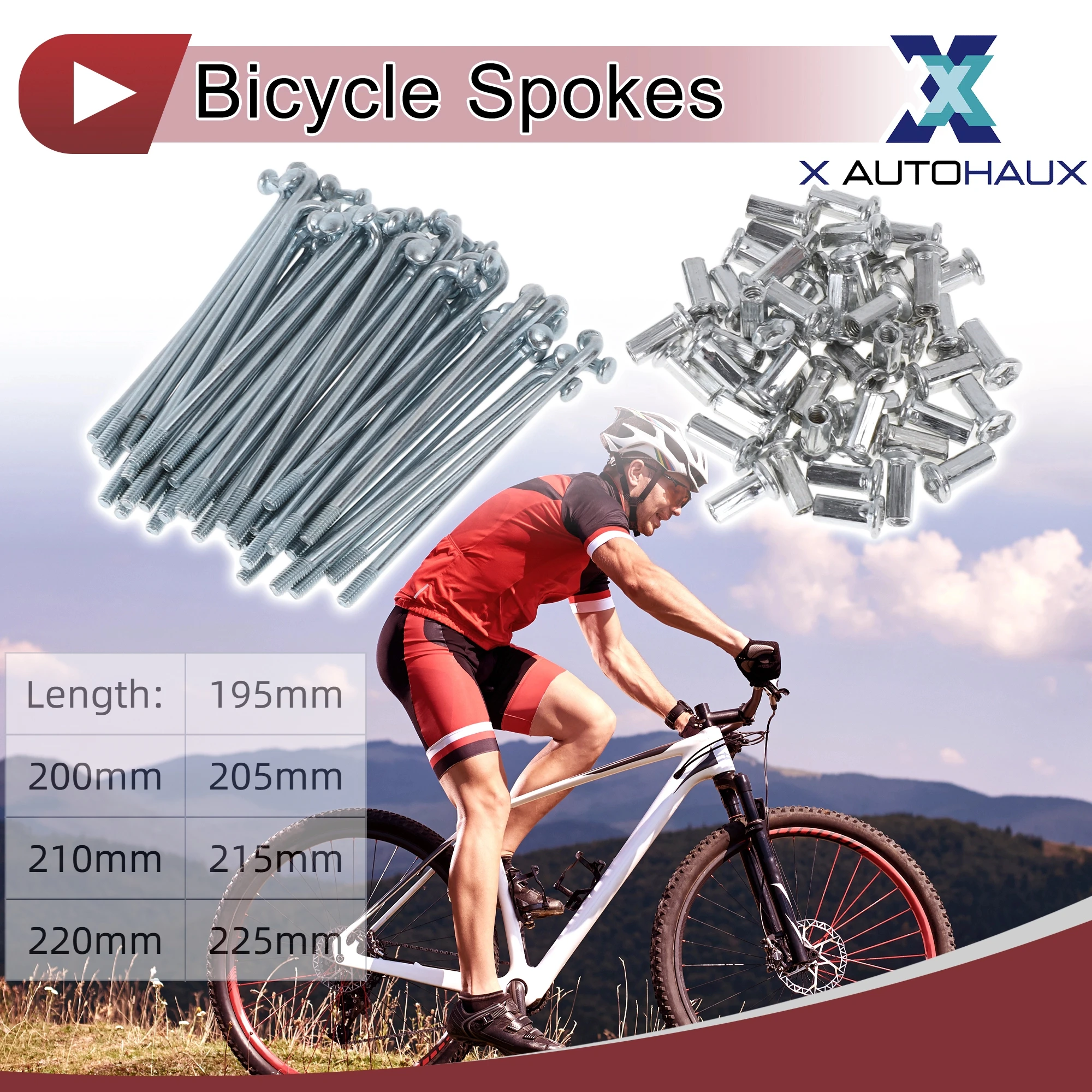 Set Di Raggi Per Bicicletta 12G In Acciaio Al Carbonio – Lunghezza 205mm, 36 Raggi + 36 Nippli, Per MTB E Bici Da Città - 3