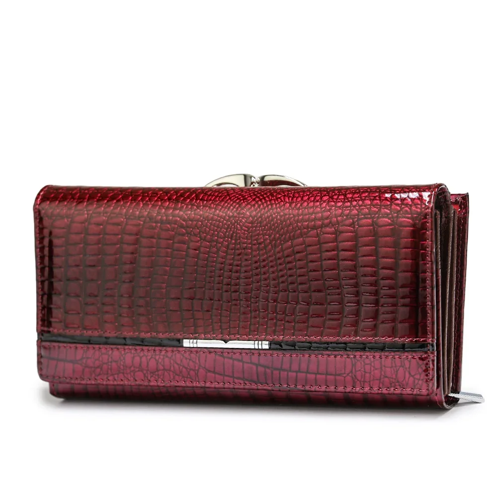 Genuine Leather Women Wallet Brand Alligator Pattern Wallets Female Purses Money Bag Ladies Coin Card Holder Clutch Handbags