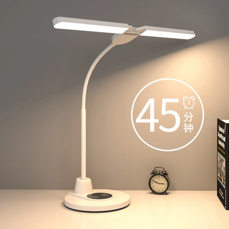 

LED Energy Saving USB Double Lamp Cap Foldable Reading Lamp for Children's Mobile Phone Bracket Desk Study Light Bedroom Table
