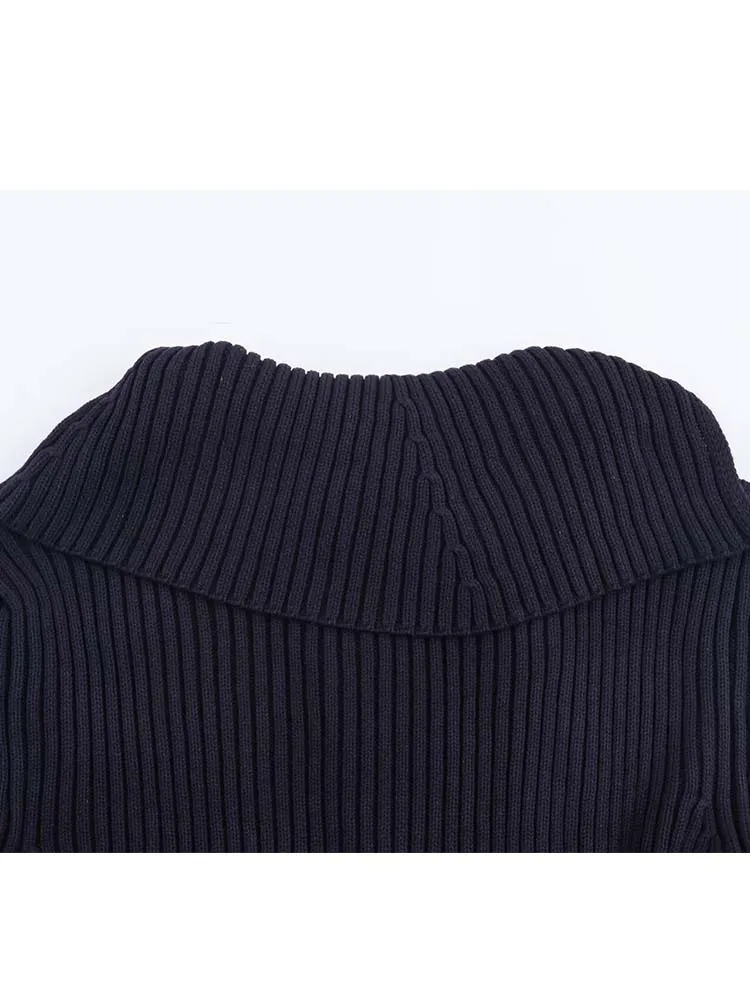 Women Knitted Coat 2025 New Women's Fashion Long Sleeve Zipper Knitted Short Coat Women's Elegant Casual New Lapel Outerwears