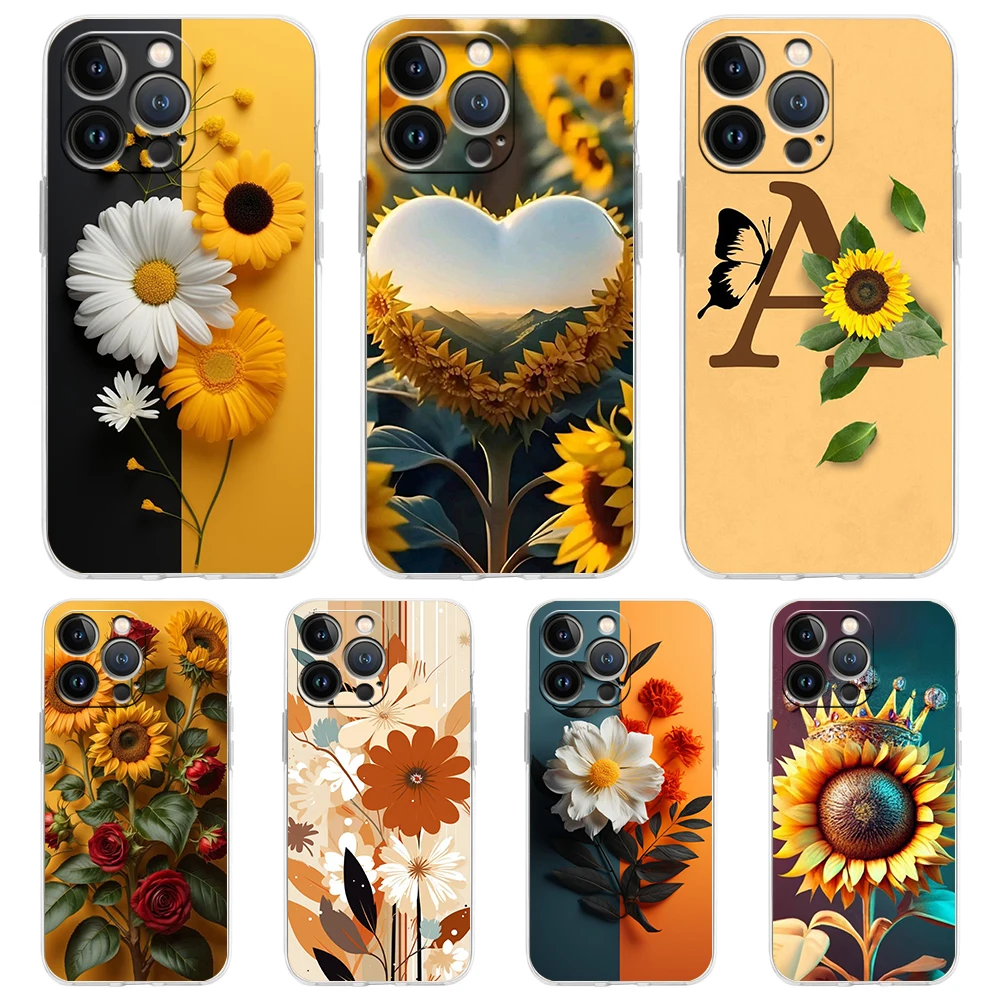 Sunflower Transparent Soft Phone Case - Floral Design Protective Shell Cover
