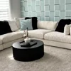 Black Round Coffee Table Modern Side Table End Table for Living Room, Wood Circle Drum Coffee Tables Contemporary Livin 6