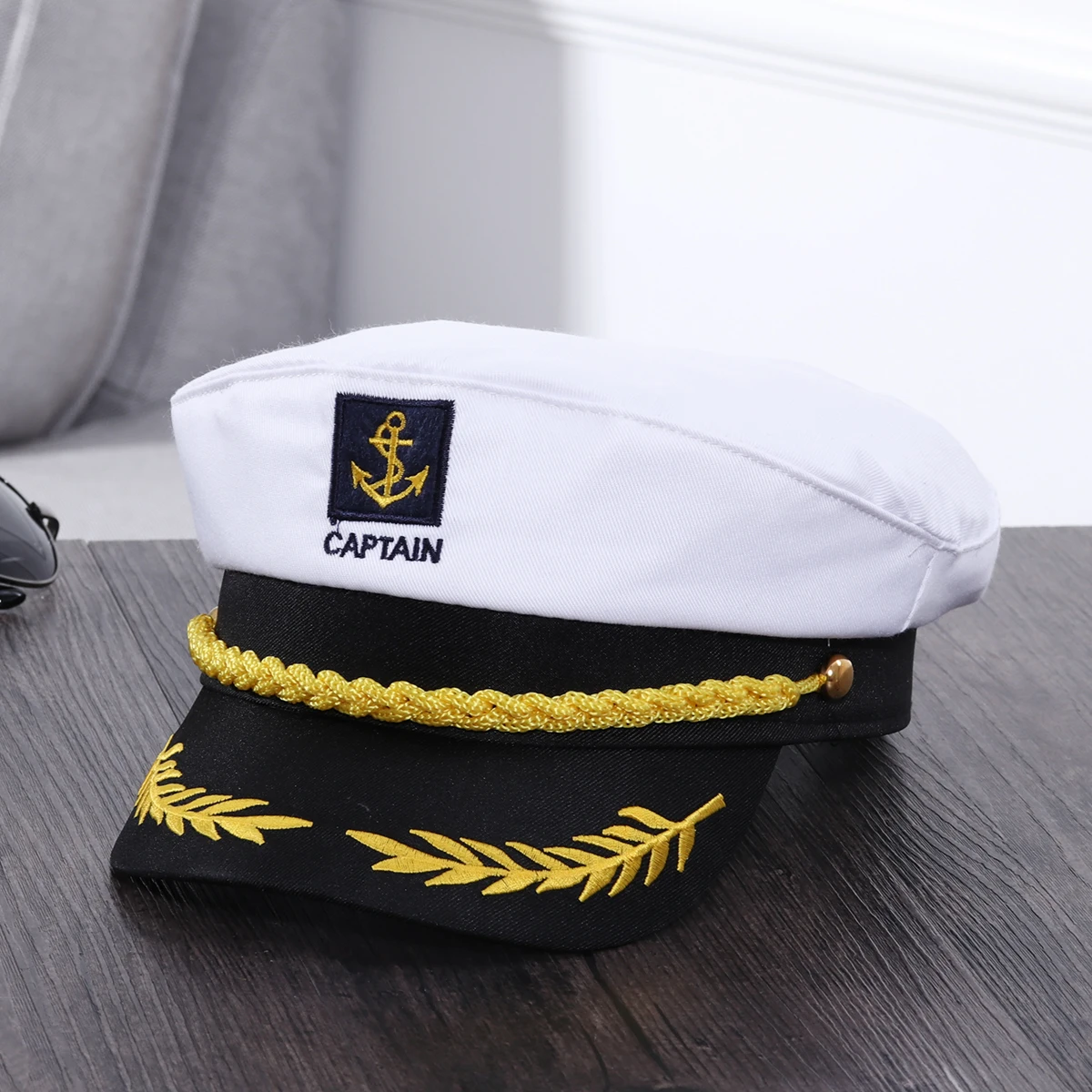 BESTOYARD 성인 요트 보트 선원 선장 의상 모자, 해군 해병 제독 (흰색)