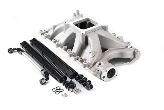 Air Gap Single Plane Intake Manifold For Ford 351W Windsor V8 – Aluminum, 3500-8000 RPM, Ports 2.00"x1.25", Satin Finish, Part DM-3316/4033