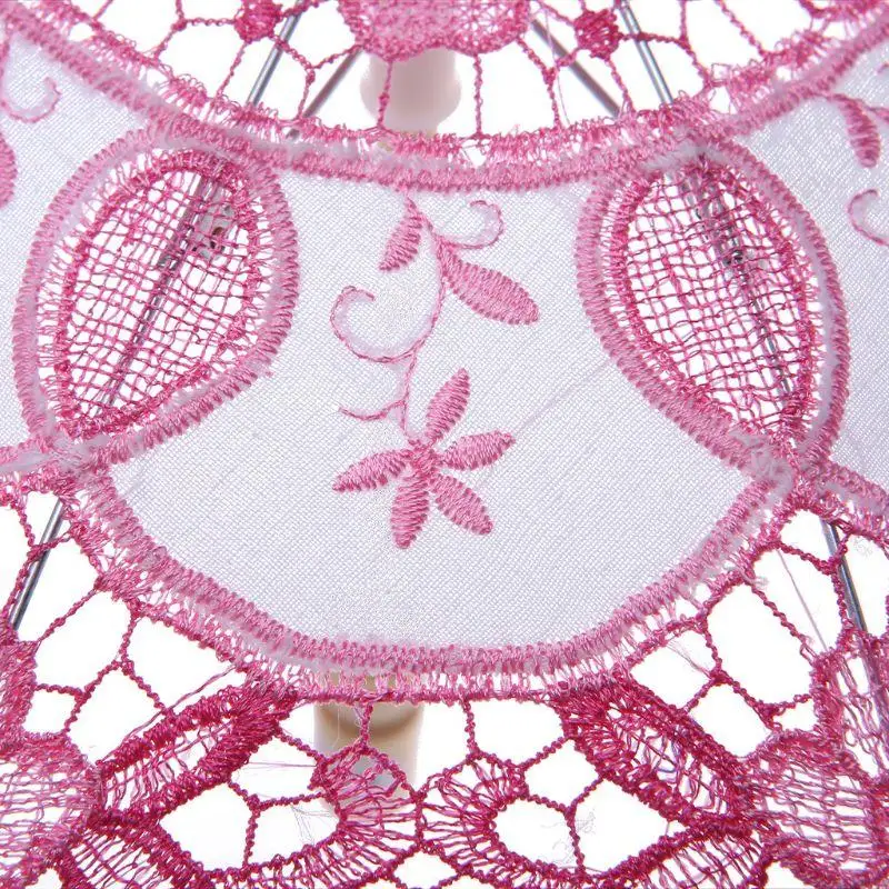 L5BF Lace Umbrella Parasol Vintage Wedding Bridal Umbrella with Handle 5 Colors for Decoration Photo Lady