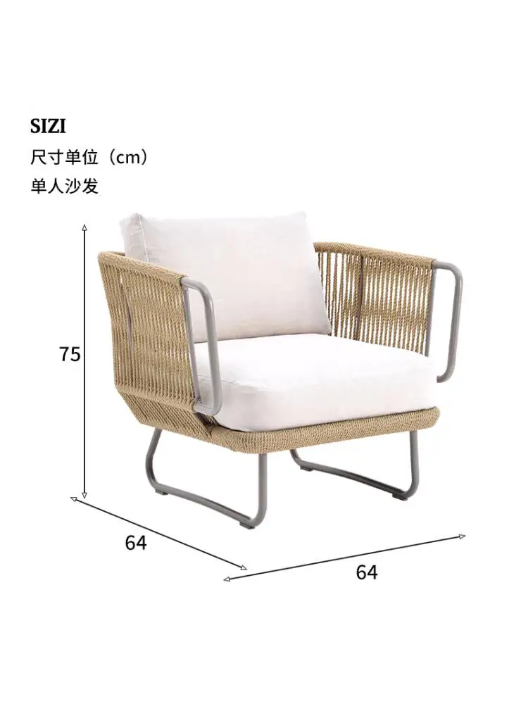 Outdoor Sofa Patio Terrace Rattan Chair Outdoor Nordic Leisure Double Sofa Rattan Balcony Villa Garden
