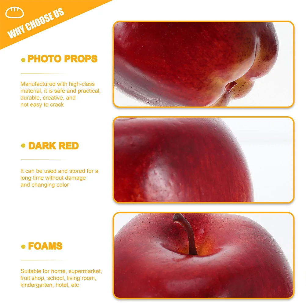 5 Pcs Artificial Fruit Red Home Decor Decorations Fake Watermelon Decors Photo Prop Realistic Red Delicious Apples Artificial artificial fruits and vegetables