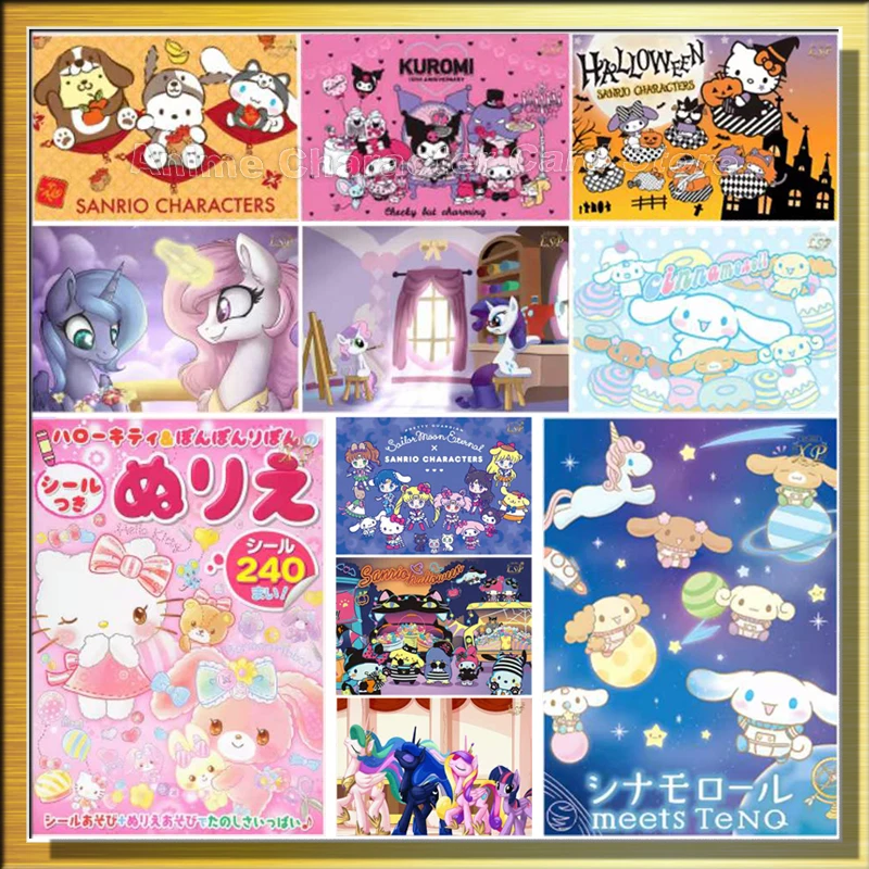 

My Little Pony Meet Sanrio HelloKitty Card HomeParty Fan Kulomi Cinnamon Dog Collectible Cute Card Collection Card Toy Gift