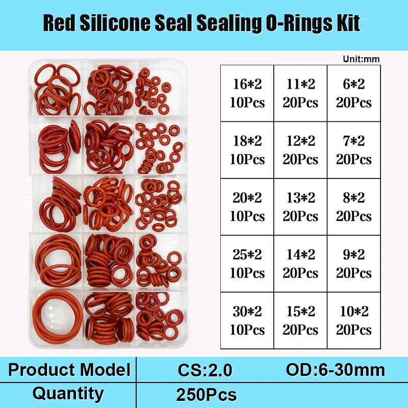 Litorange Silicone 580PCS 45A Universal Black O-Ring Sealing Gasket Washer Seal Assortment Set (Better Than Rubber) For Plumbing,Automotive,General Repair 15 Size With Case - View #3