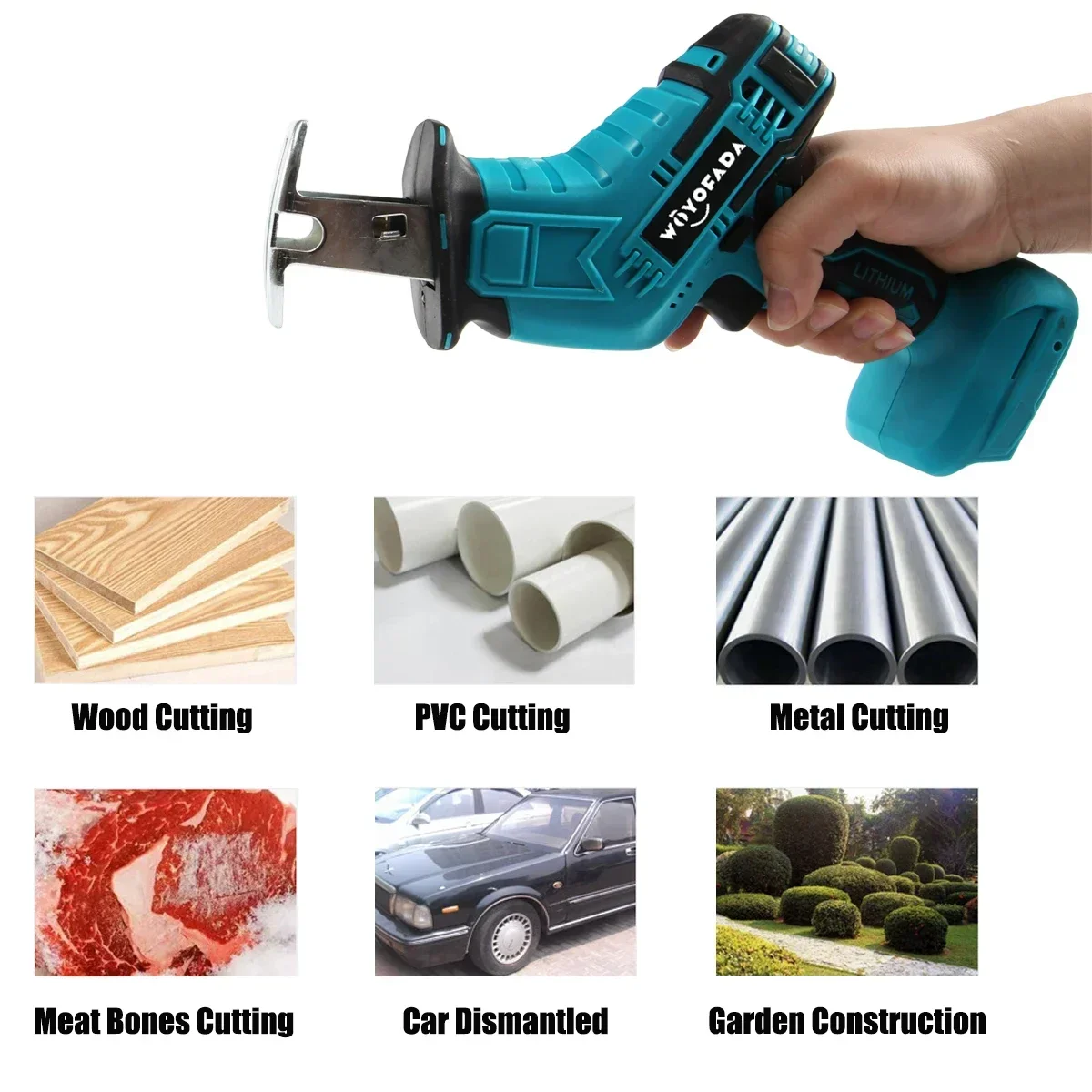 18V Cordless Electric Reciprocating Saw Variable Speed Metal Wood Cutting Tool Electric Saw For Makita 18V Battery (No Battery) 3