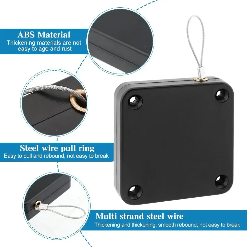 Door Closer Punch-Free Automatic Sensor Adjustable Surface Stop Bracket Pull Cord for Residential Commercial