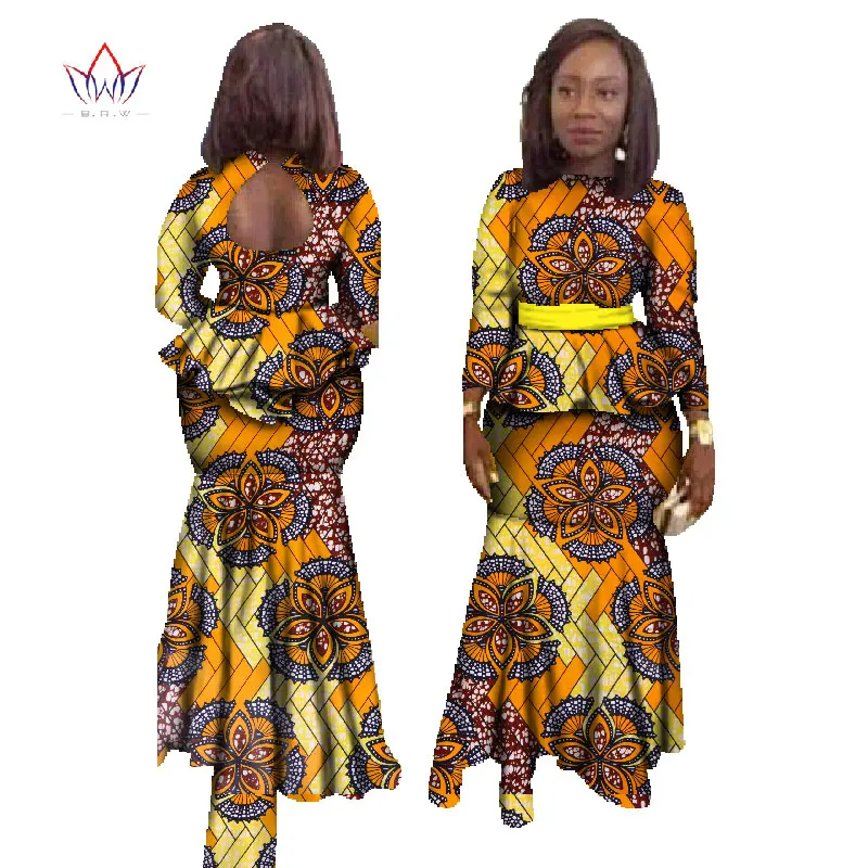 african attire BRW Fashion African Skirt Set for Women Dashiki Plus Size African Clothing Bazin Sexy Traditional African Clothing WY023 african robe Africa Clothing