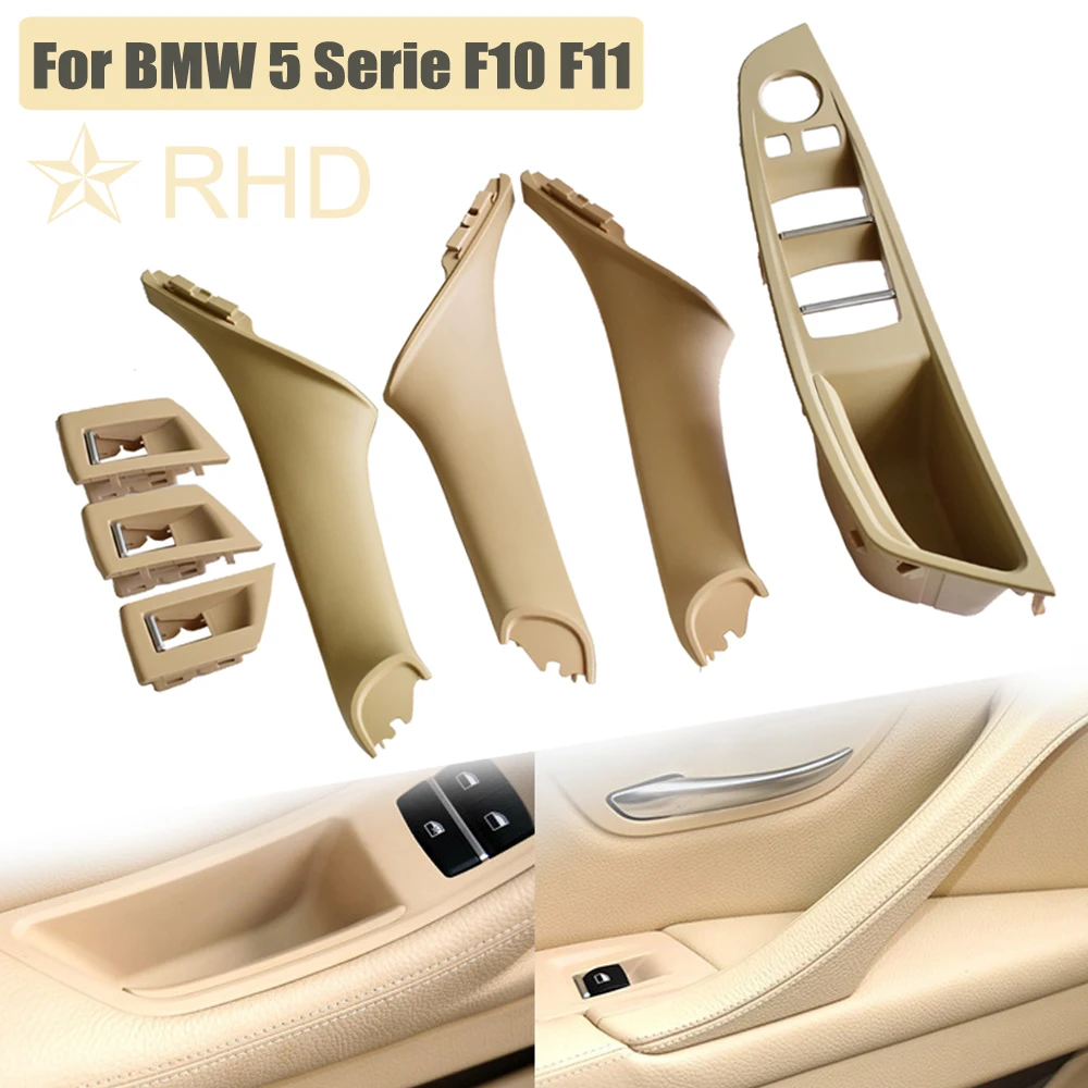 RHD 오른쪽 드라이버 자동차 인테리어 도어 핸들 팔걸이 패널 당김 트림 커버 세트, BMW 5 시리즈 F10 F11 520i 523i 525i 528i 530i 용