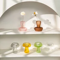 Creative Mushroom Shape candle holder Nordic Glass Candlestick Simple Candlestick Desktop Ornaments Wedding Party 3