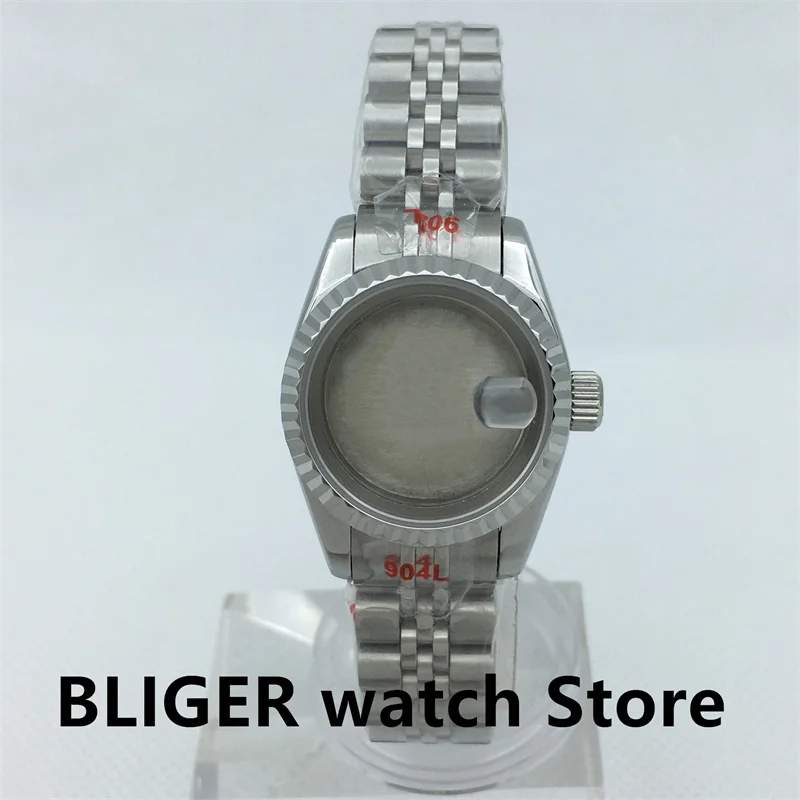 

BLIGER 26mm Women's Watch Case Sapphire glass rose gold stainless steel groove bezel suitable for Japan NH05A NH06A movement