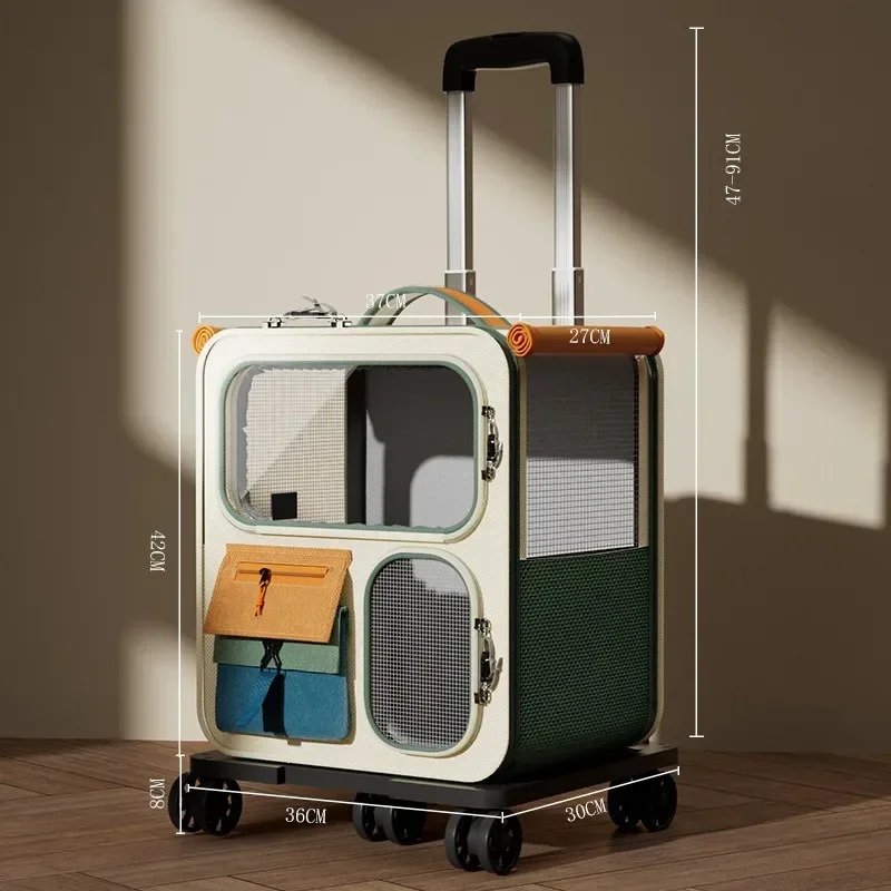 Cat Carrier Cat Backpack Universal Wheels Soft-Sided Pet Travel Carrier Detachable Car Camping Outdoor Pet Stroller