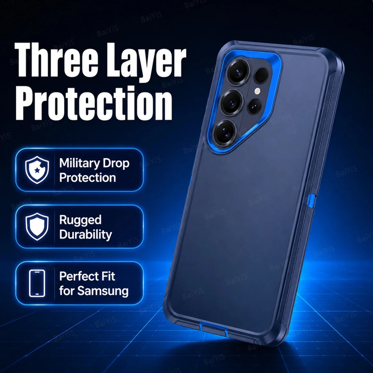 Heavy Duty 3-Layer Matte Impact Resistant Armor Protector Case