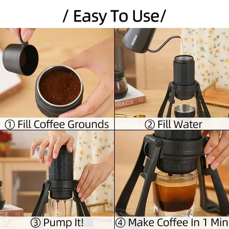 STARESSO Mirage SP300 Plus Portable Espresso Maker Manual Coffee Maker 180ml Coffee Pot Quick Brew Double Shots Creamy Espresso