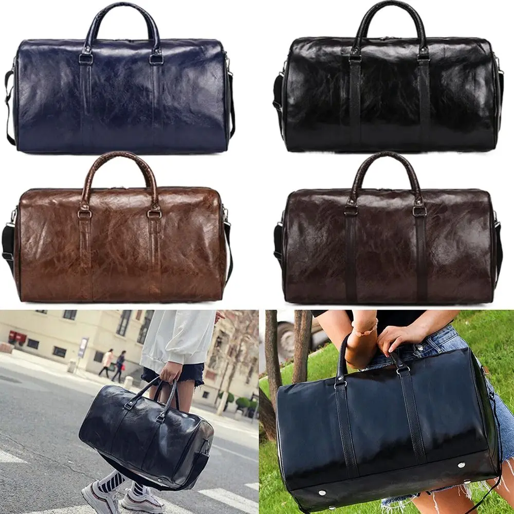 Business Trips Luggage Holdall New Large Capacity Pouch PU Leather Duffle Portable Soft Handbag Sports