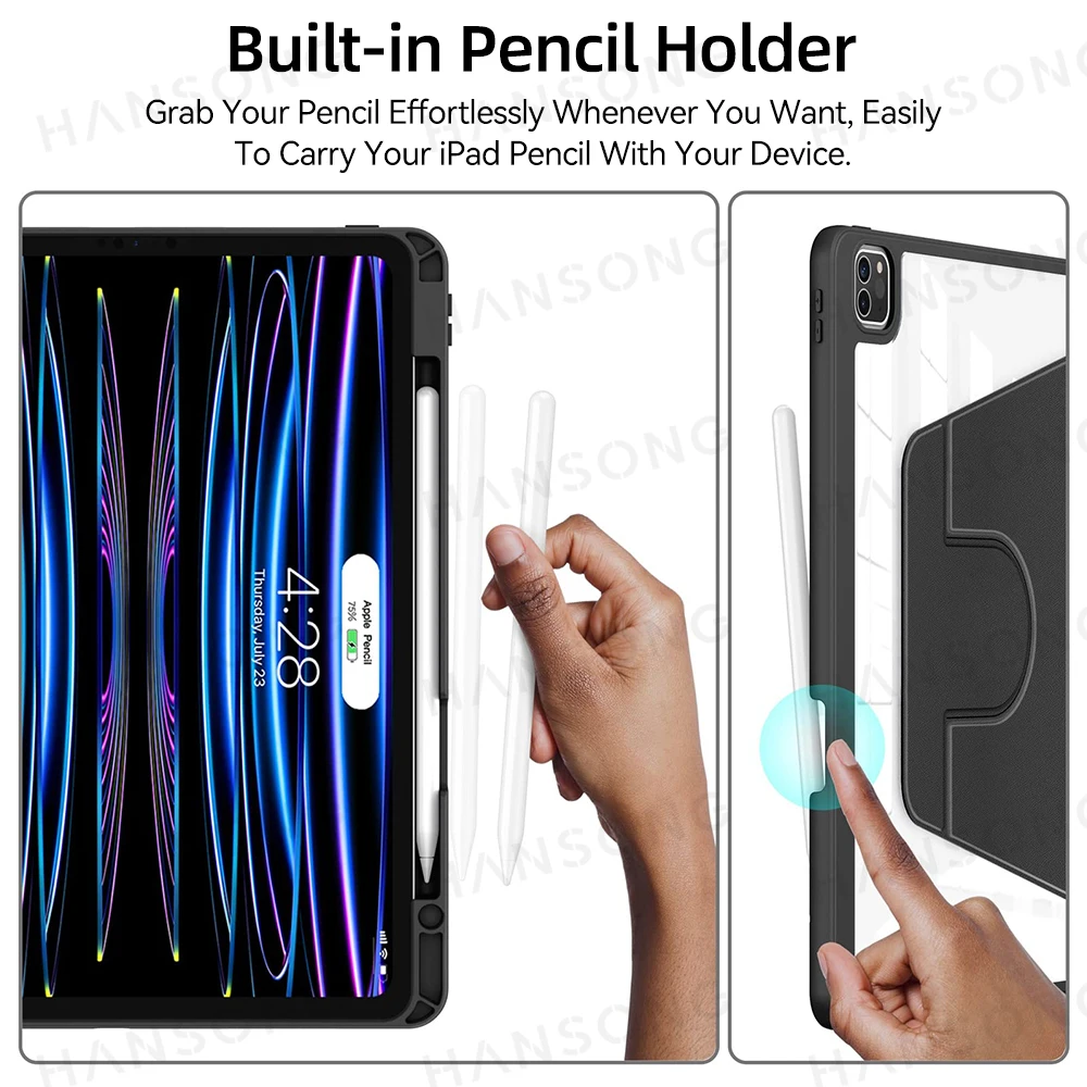 Spigen Air Skin Pro Case For IPad Air 13 Inch M3/M2 - Magnetic Detachable Cover With Clear Back & Pencil Holder