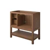 Mid-Century Modern Mindi Wood Bathroom Vanity Cabinet Storage Drawers Open Shelf Not Included Walnut Organic Elegant Towel 5