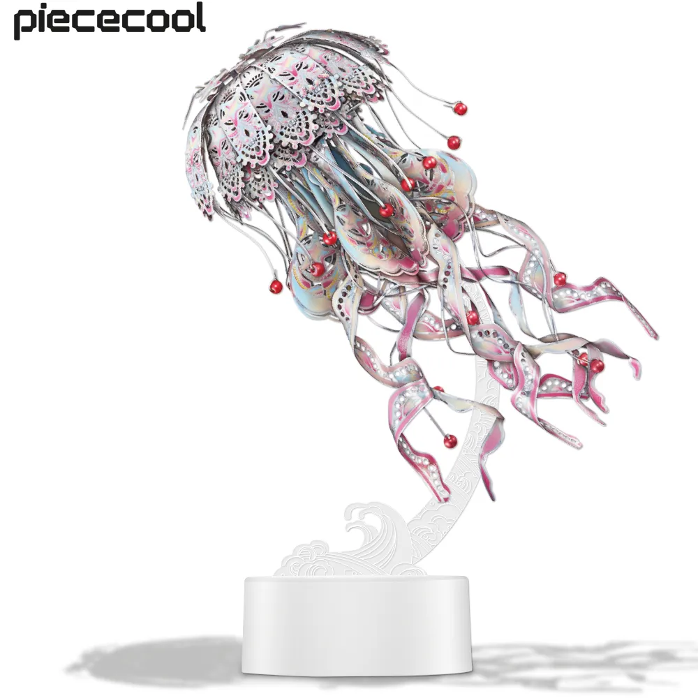 Piececool 3D Puzzles Metal Model Gifts Colourful Jellyfish Building Kits Jigsaw DIY Toy for Adult (4 Colors)