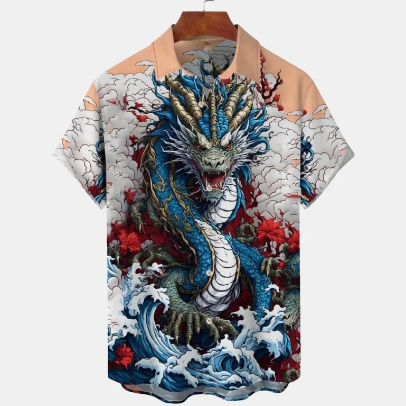 

Retro Men's Shirt Animal 3d Print Short Sleeve Shirt Summer Quick Dry Hawaiian Shirts For Men Fashion Casual Top Oversized Shirt
