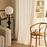 Retro linen-textured sheer curtains with colorful jelly bean pattern, easy to hang, suitable for bedroom and living room 2