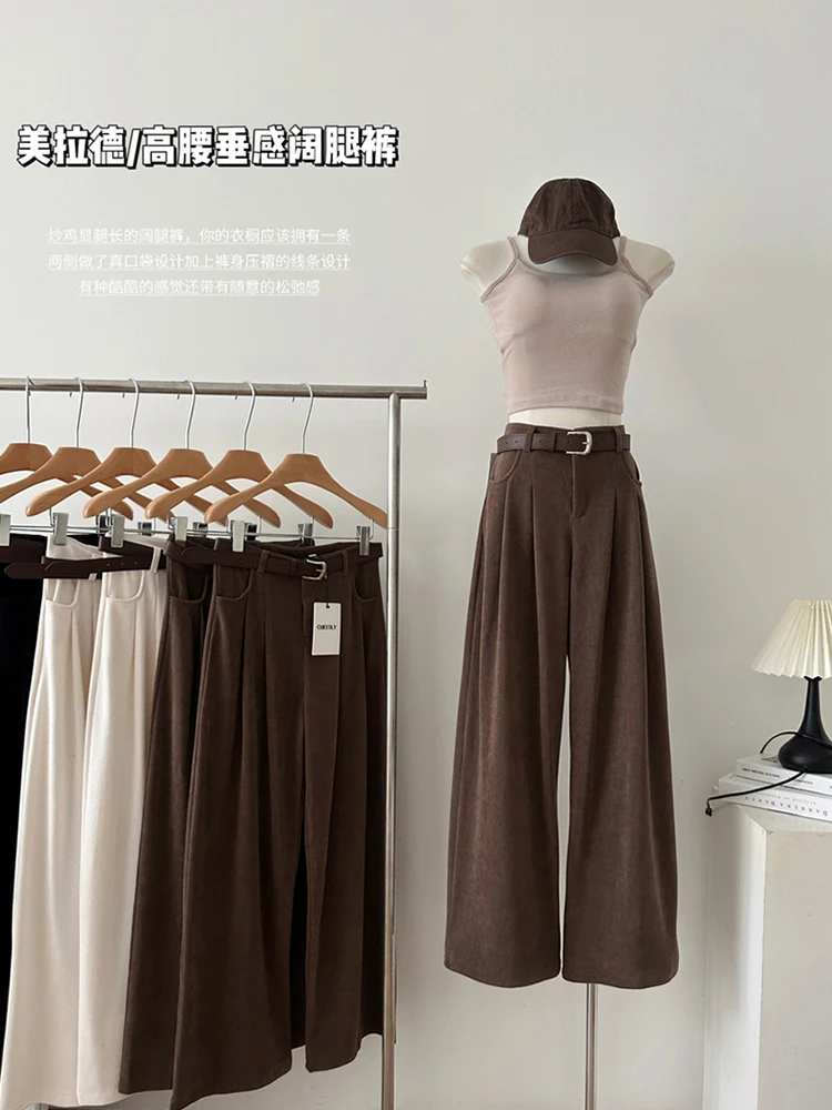 

Women Pants Warm Autumn Winter High Waist Casual Baggy Sweatpants Mori Girl Chic Solid Color Trousers Streetwear 2000s Aesthetic