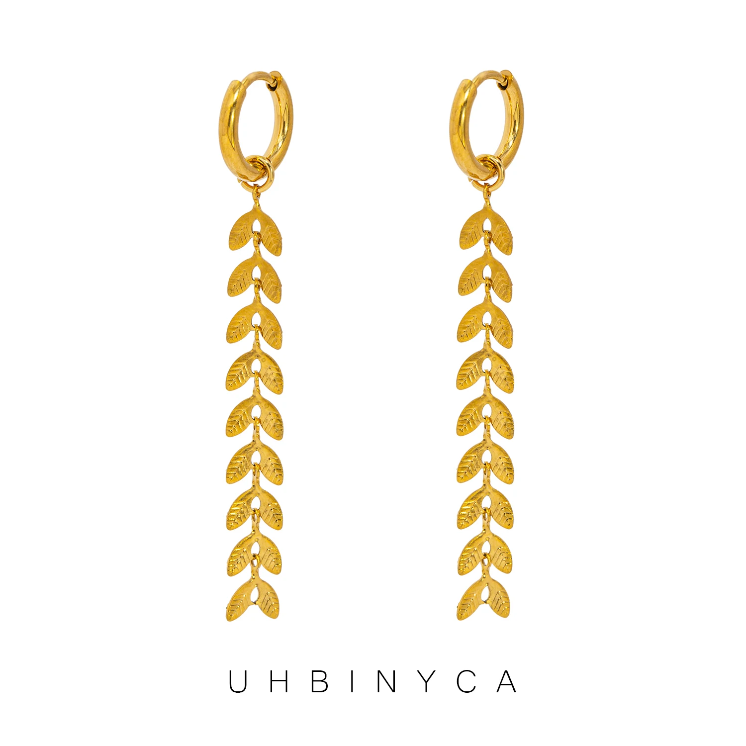 2269971-30ee11.jpg Sbd74cc33278f44589b51bfccbfc28fffC Fashion Simple Fishtail Shaped Long Earrings for Women, Stainless Steel 18k Gold Plated Hypoallergenic Jewelry Gifts Mallzona