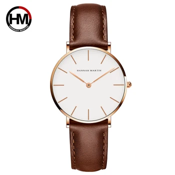 Hannah Martin Brand Japan Quartz Movement Women Fashion Watch Leather Strap Lady Wristwatches Waterproof Clock relogio feminino