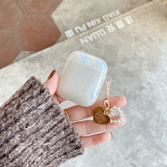 Luxury Girls Pearl Shell Case for Apple Airpods 1 2 3 Case for AirPods Pro Case with Keychain Earphone Accessories Headphone Box color for AirPods 12