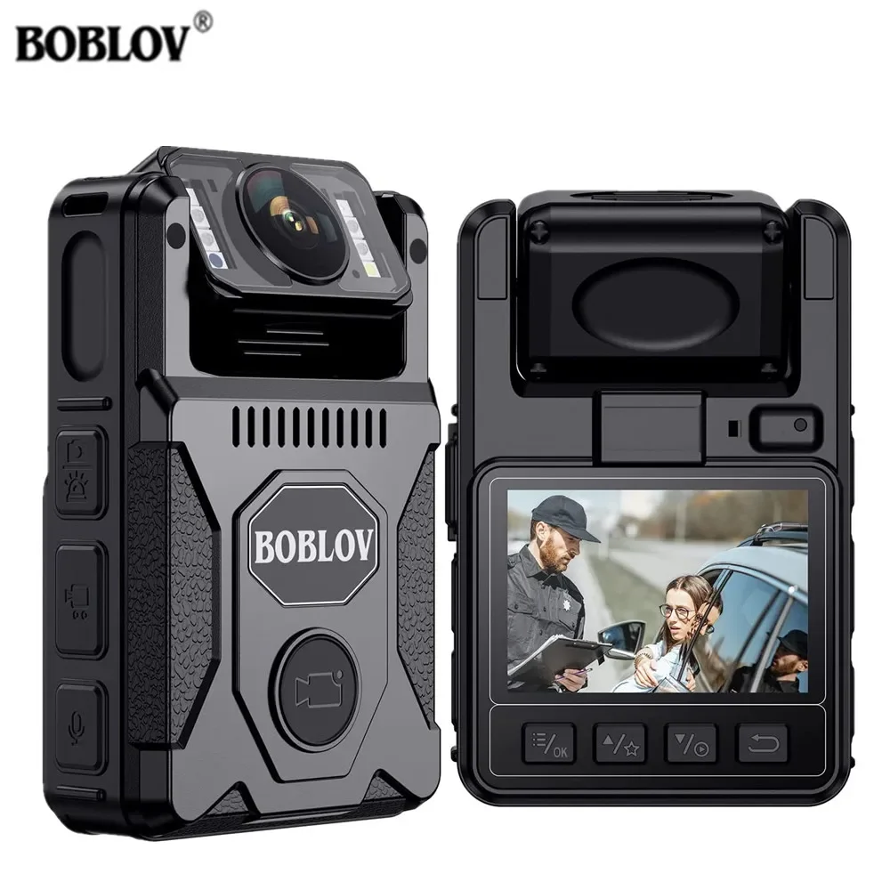 

BOBLOV M7 128GB GPS Body Worn Camera 180° Rotatable Lens Mini Camera with LED Screen 4000mAh Recording Body Camera Bike Cam