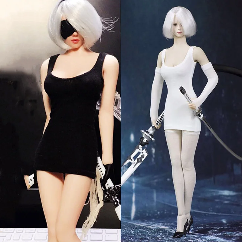 

1/6 Scale Female Soldier Mechanical Era NieR:AUTOMATA 2B Sister Sexy Underwear Dress Model for 12 Inches Moveable Figures Body