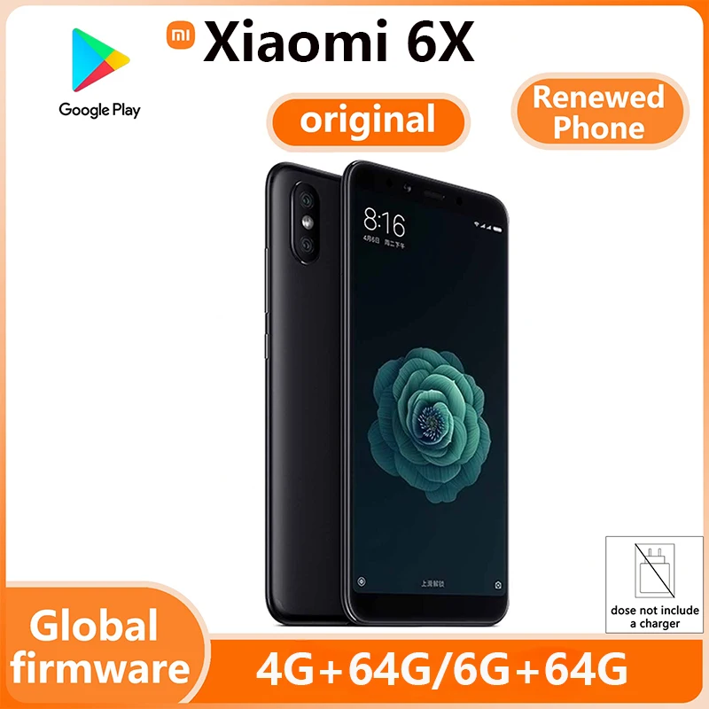 Xiaomi 6X 4GB 64GB/6GB 64GB 20 million pixels celular Fingerprint Octa-core Global Rom 4G Smartphone No Charger Used Phones
