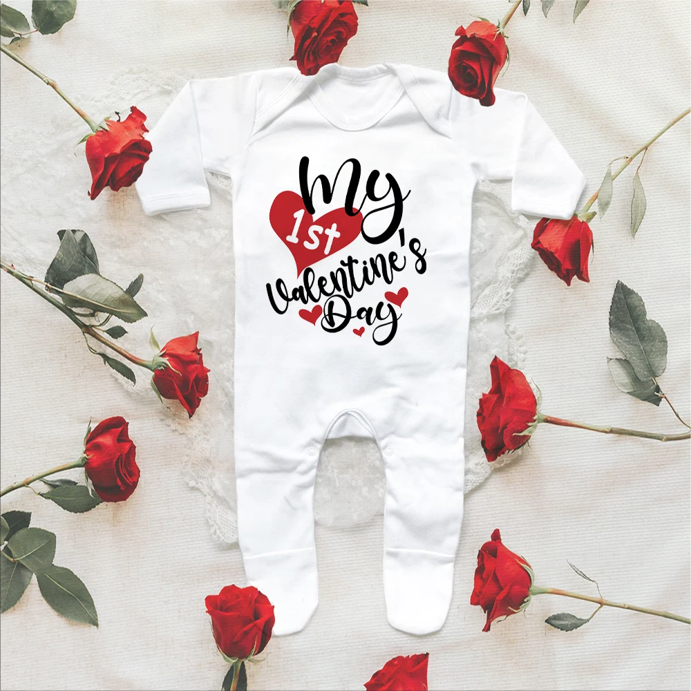 My First Valentine Babygrow Sleepsuit Boys Girls Clothes Toddler Bodysuit Newbron Sleepsuit Valentine's Day Infant Gift Romper