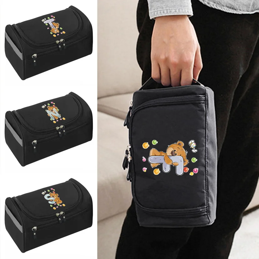 Cosmetic Bag Men Business Portable Storage Bag Toiletry Organizer Women Travel Makeup Case Letter Hanging Waterproof Wash Pouch