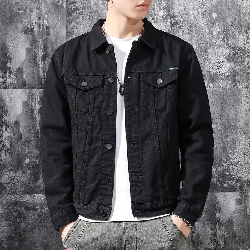 thumbnail image 1 of Abrigo vaquero para hombre, chaqueta vaquera de carga para hombre, ropa popular coreana negra lavada, ropa informal de una pieza, ropa de moda para hombre, moda vintage, 1 of 5